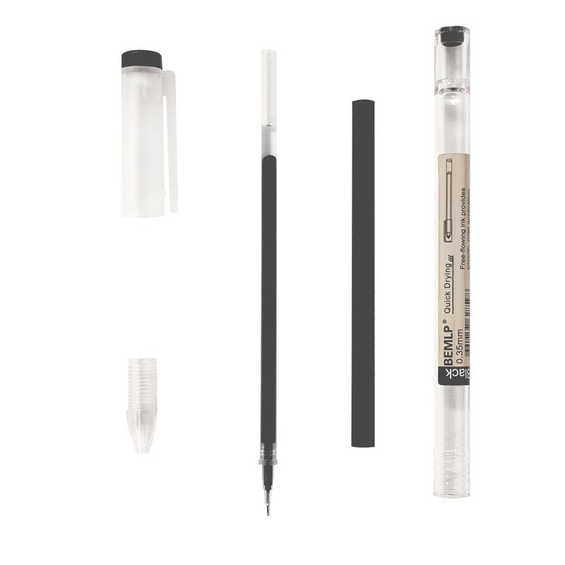 BEMLP Gel ink Pen 0.35mm Black Liquid Ink Rollerball Gel Pens Quick Drying fine point Pens Ballpoint Japanese Pens Premium School Office student Exam Writing Stationery Supply 12 Pcs/Set (Black) - Image 3